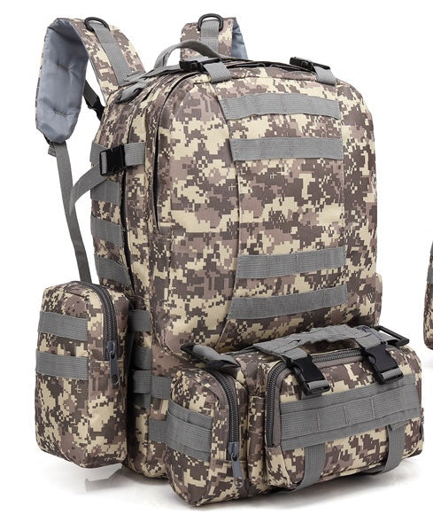 Men&#39;s Travel Backpack Oxford Cloth Outdoors Backpack Army Camouflage Tactics Double Shoulder Bag Mountaineering Large Combination Backpack