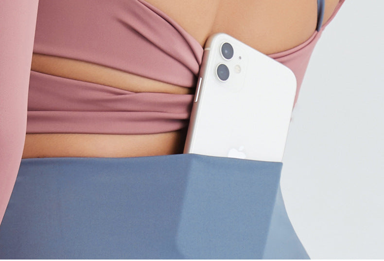 Yoga Wear Women&#39;s Nude Sexy Beauty Back Fitness Top High-waist Hip-hip Leggings Two-piece Suit