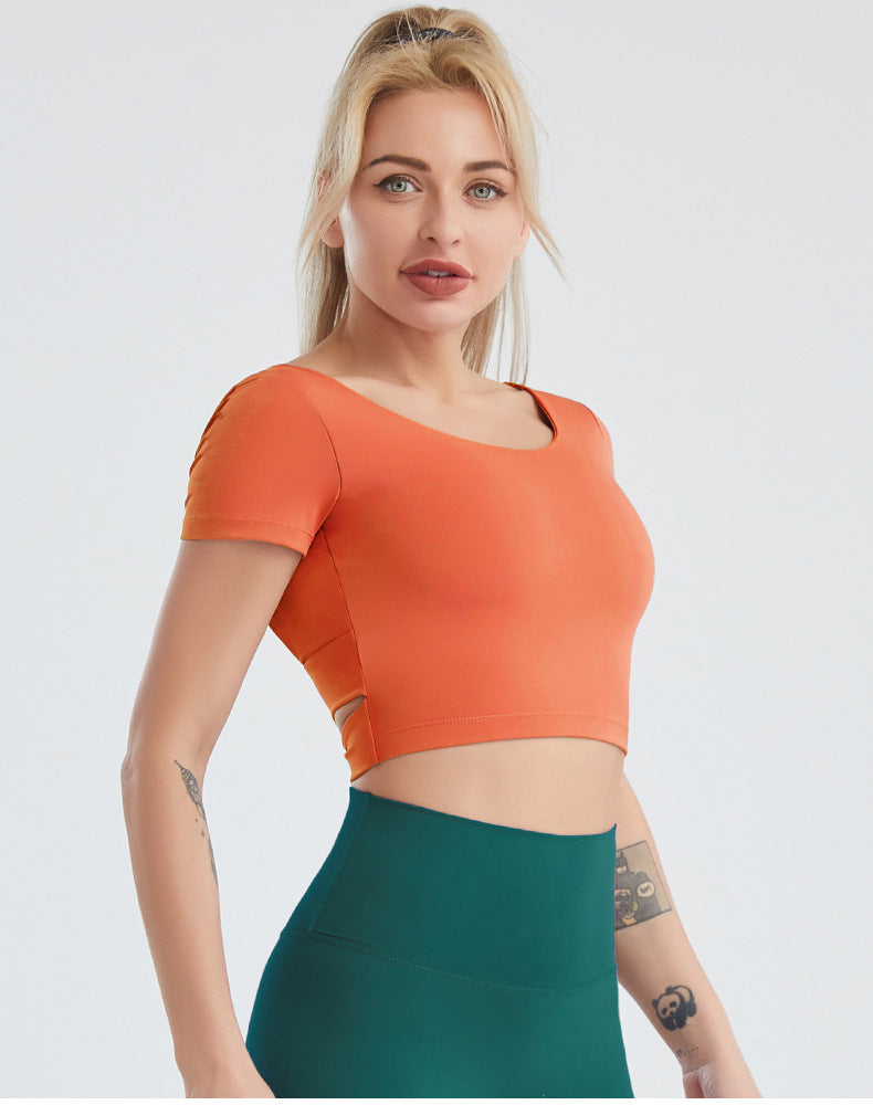 Yoga Wear Women&#39;s Nude Sexy Beauty Back Fitness Top High-waist Hip-hip Leggings Two-piece Suit