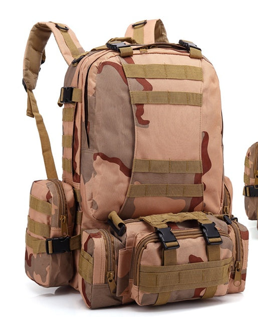Men&#39;s Travel Backpack Oxford Cloth Outdoors Backpack Army Camouflage Tactics Double Shoulder Bag Mountaineering Large Combination Backpack