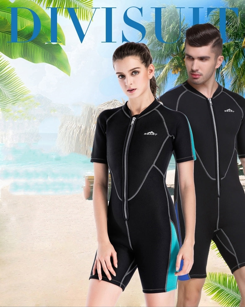 Neoprene Wetsuits Men&#39;s And Women&#39;s Swimming WetSuits One-Piece Thicken Swimsuit Short Sleeve Deep Diving Surfing Wetsuits