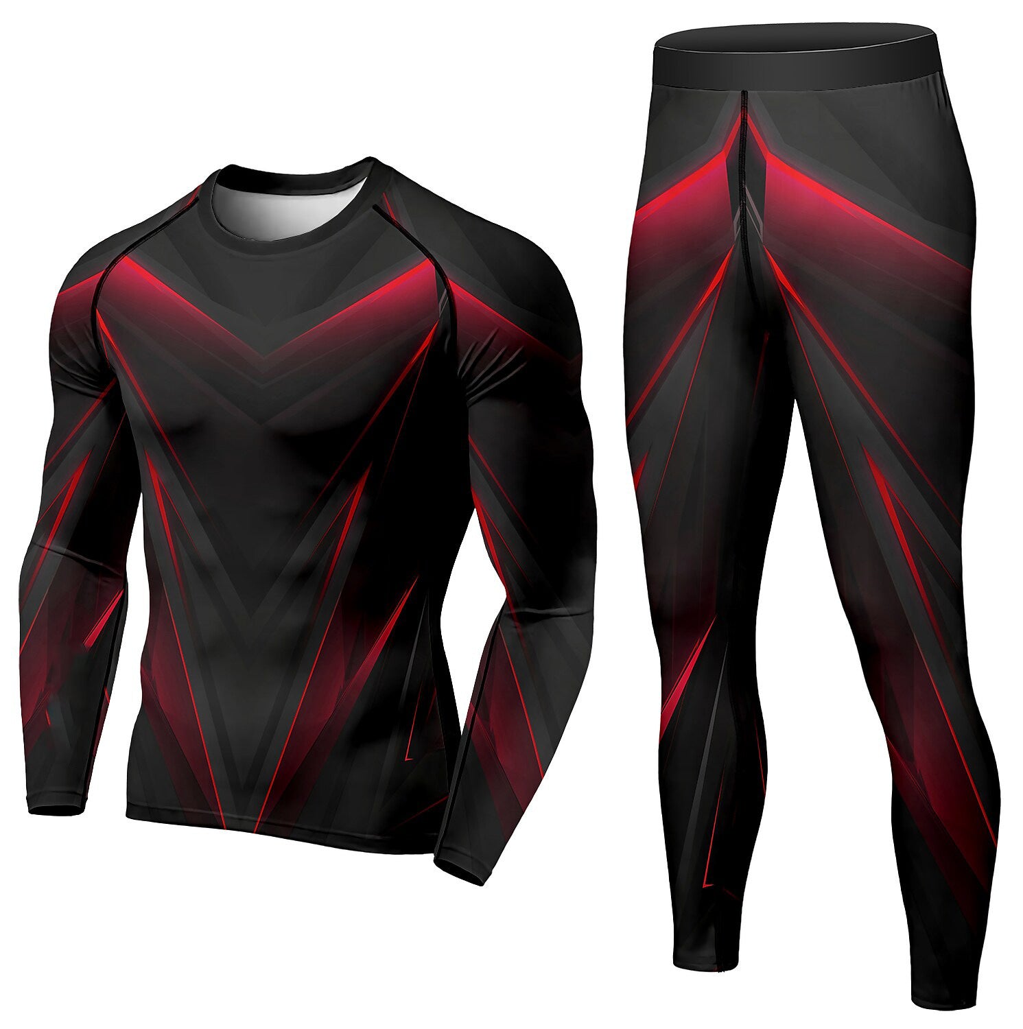Men&#39;s 2 Piece Tracksuit Suit Compression Clothes Running Winter Long Sleeve Trousers