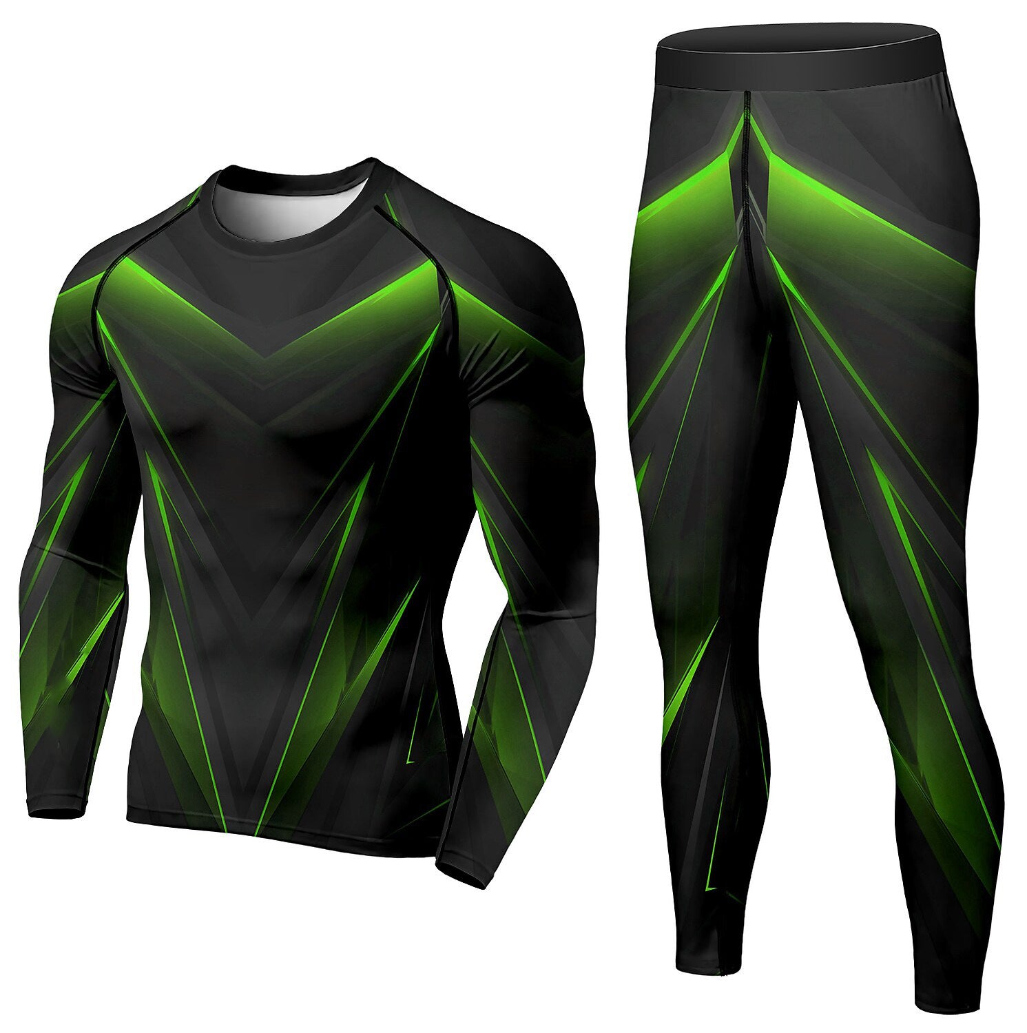 Men&#39;s 2 Piece Tracksuit Suit Compression Clothes Running Winter Long Sleeve Trousers