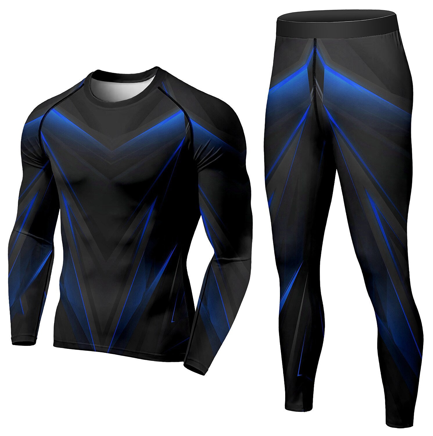 Men&#39;s 2 Piece Tracksuit Suit Compression Clothes Running Winter Long Sleeve Trousers